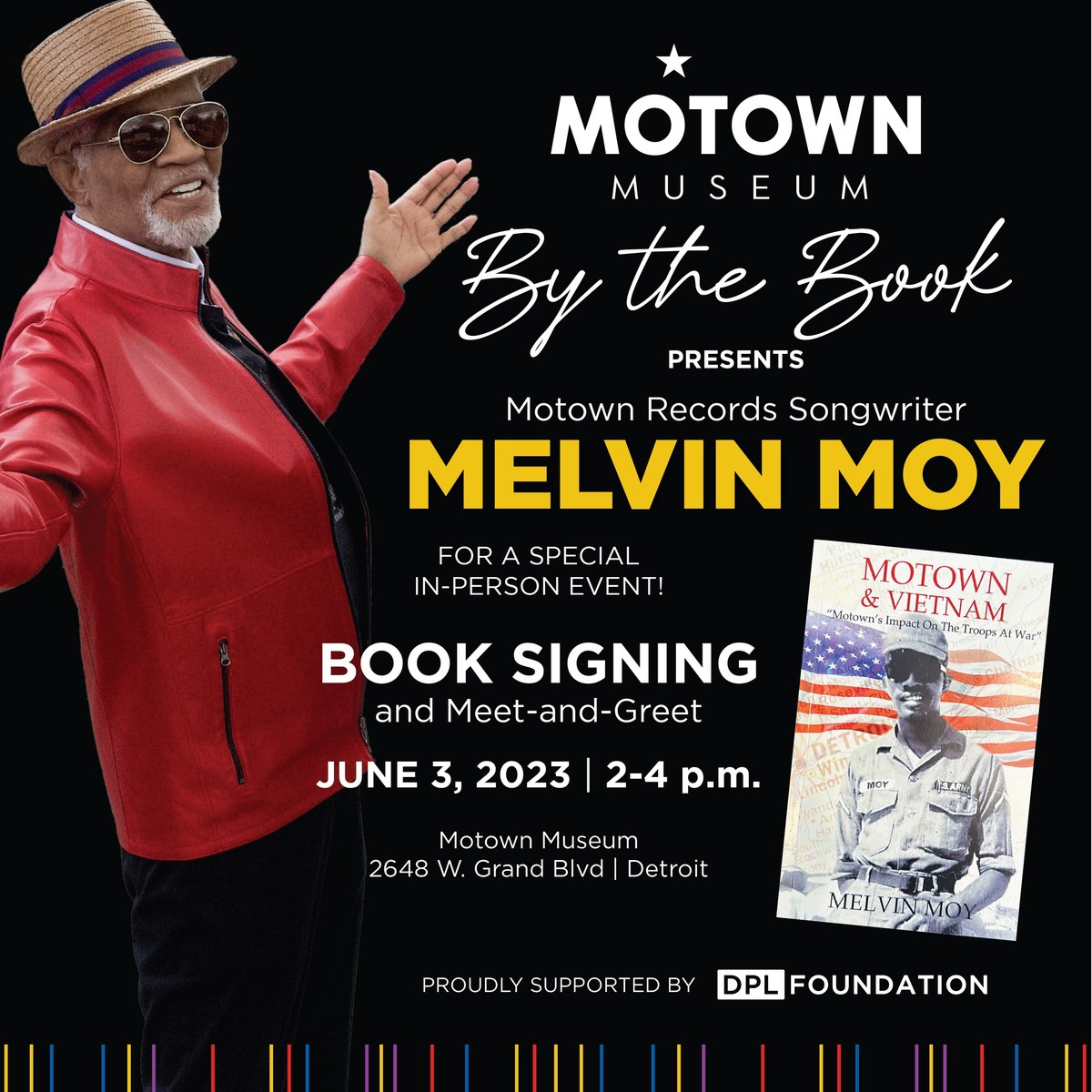 Motown Museum book signing poster featuring Melvin Moy